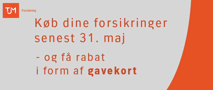 Køb forsikringer inden 1. juni og få rabat i form af gavekort på op til 1.000 kr.